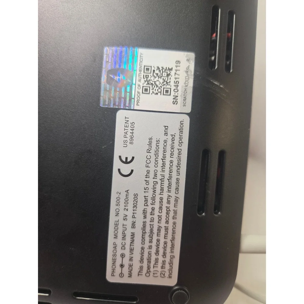 PhoneSoap UV Cell Phone Sanitizer OS Black Good 500-2 Tested Working